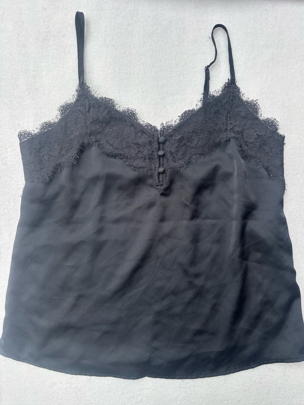 Abercrombie & Fitch Black Lace Trim Cami Tank Top with Buttons